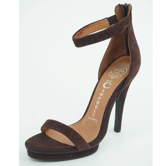 Jeffrey Campbell Burke Brown Suede platform Ankle strap Sandals - Picture 1 of 10